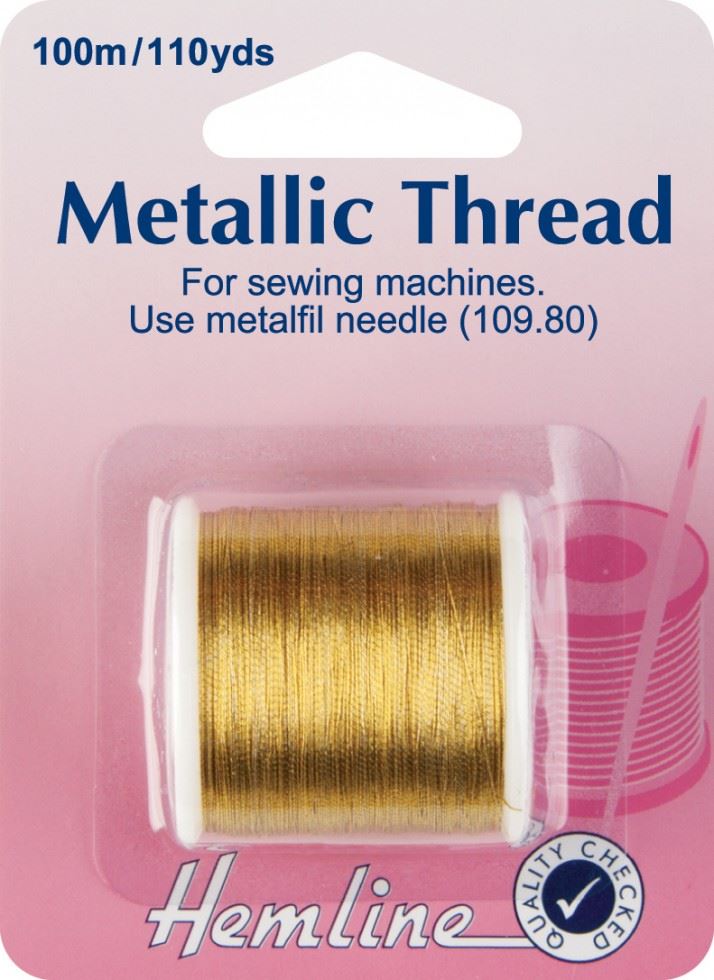 Minerva Metallic Sewing Thread Gold Hemline H242.g