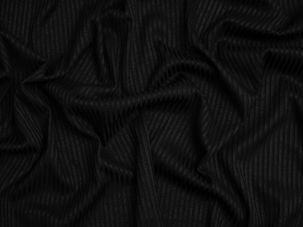 Minerva Core Range Narrow Viscose Rib Stretch Knit Fabric Black
 