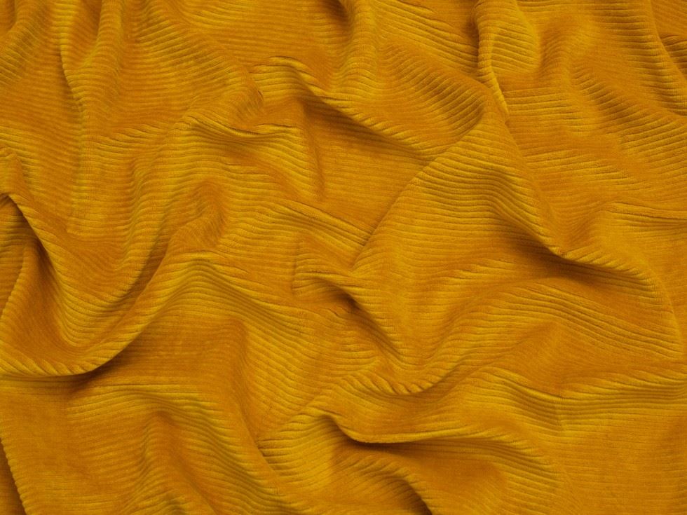 Minerva Core Range Ochre 4 Wale Velour Rib Stretch Knit Cord Fabric