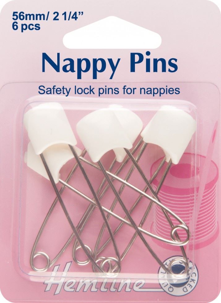 Hemline White Safety Nappy Pins