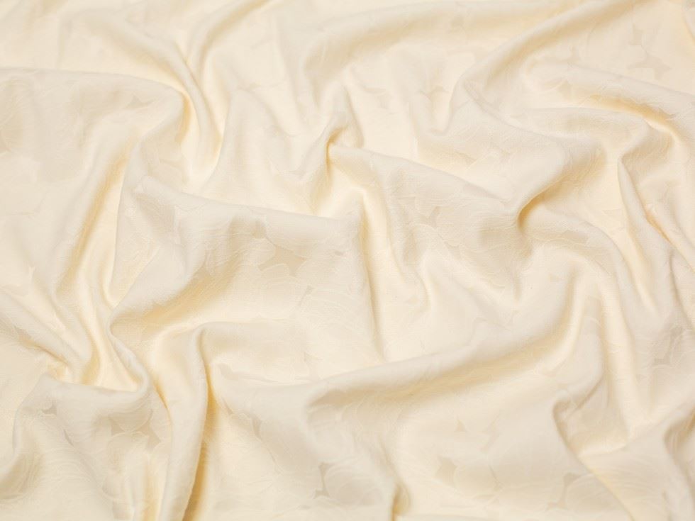 Champagne Deadstock Rose Bud Stretch Woven Jacquard Fabric