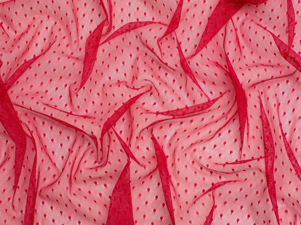 Minerva Core Range Dobby Spot Mesh Fabric Red
 
