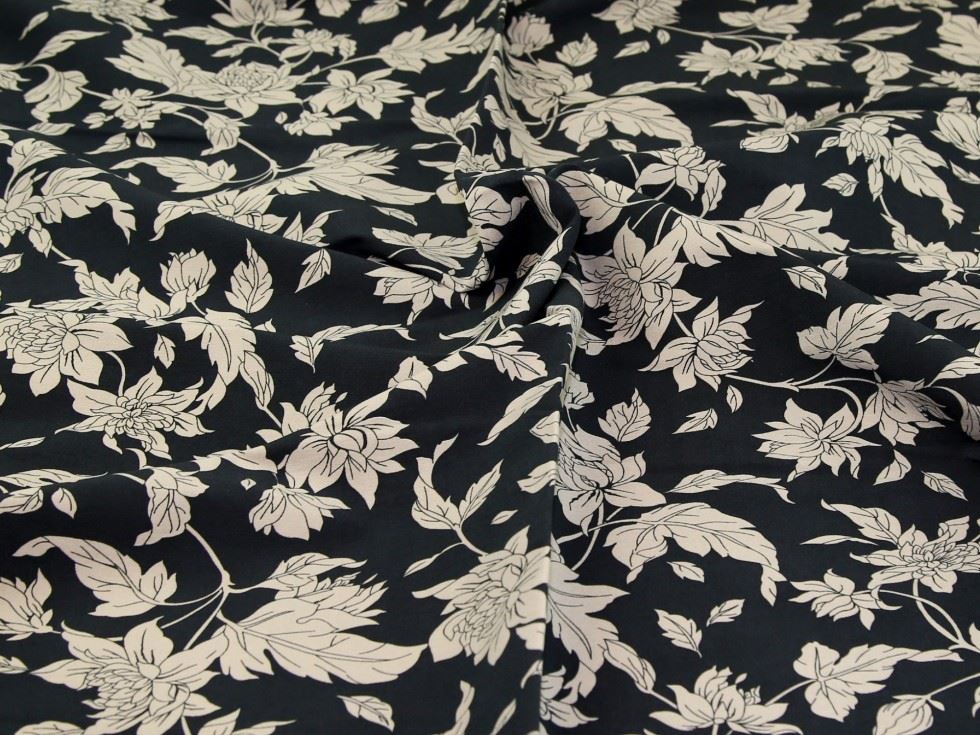 Midnight Deadstock Stretch Woven Rayon Bengaline Fabric