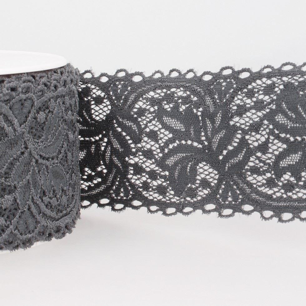 Stephanoise Grey Stretch Lace Trim
