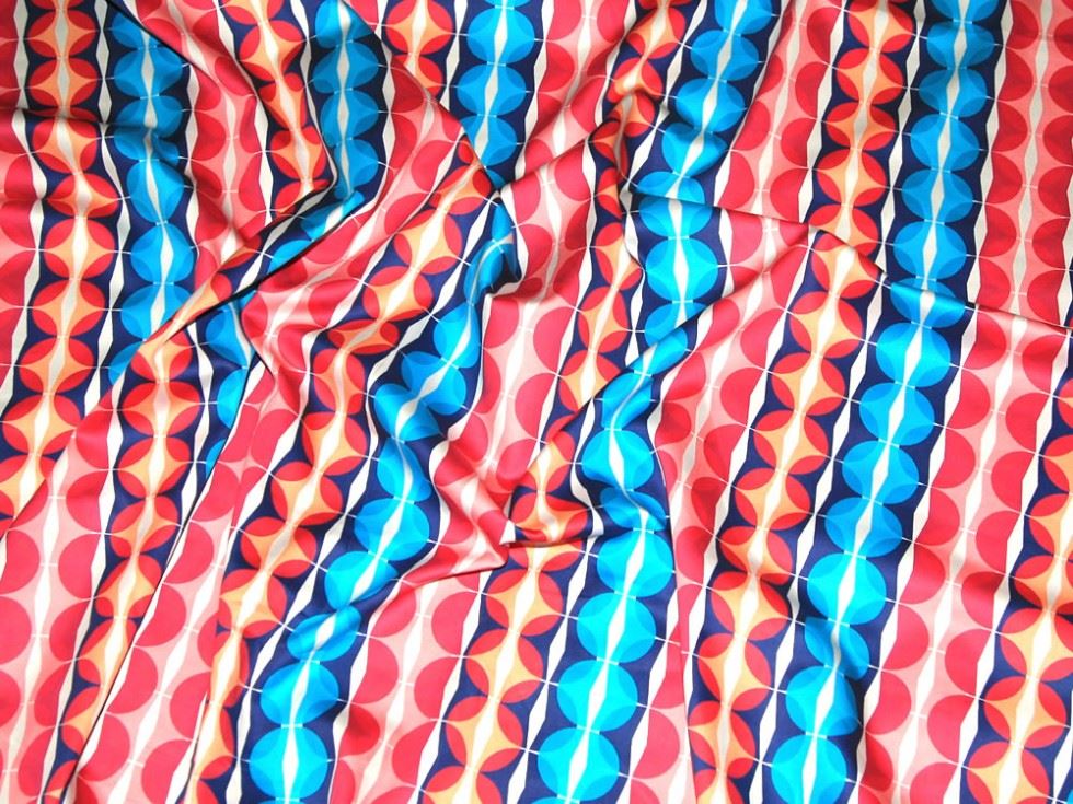 John Kaldor Lizzano Cotton Sateen Fabric Pink Orange Blue
 