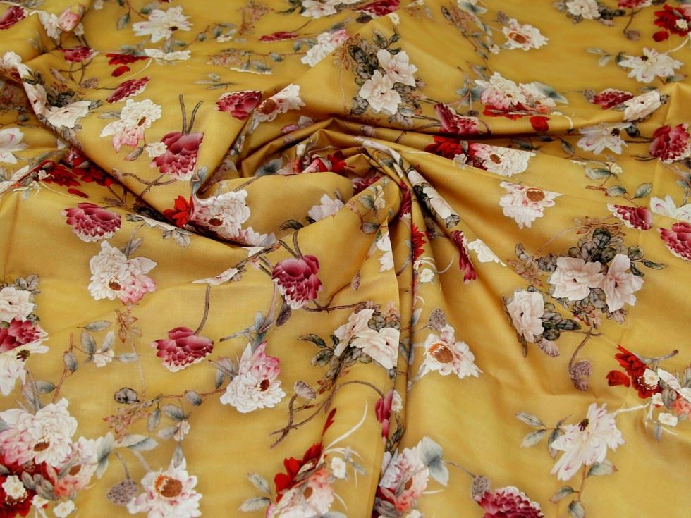 Ochre Deadstock Cotton Lawn Fabric