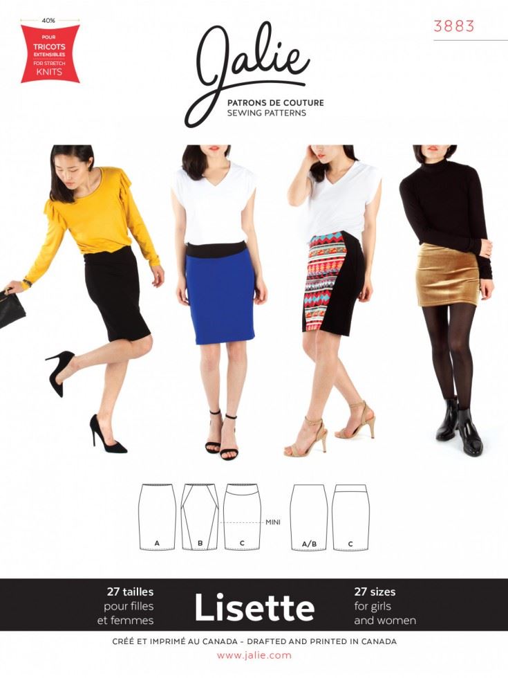 Jalie Sewing Pattern 3883 Lisette Pull On Pencil Skirt