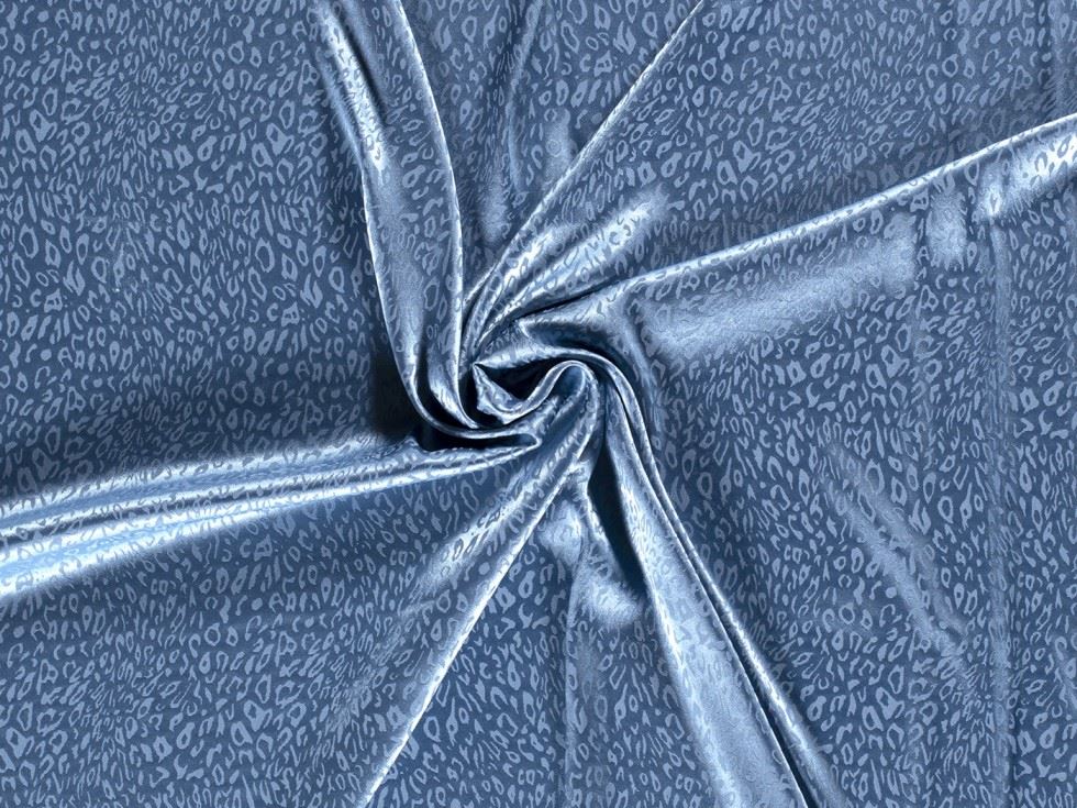 Stretch Woven Jacquard Satin Fabric Blue