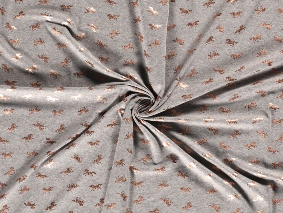 Metallic Cotton Jersey Stretch Knit Fabric Grey