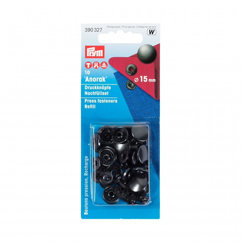 Prym Anorak Snaps Press Fasteners Refill Black Oxidized
 