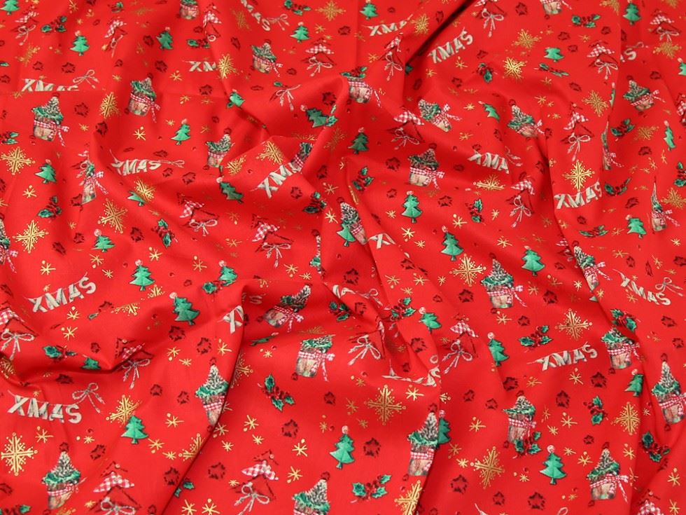 Red Deadstock 100% Cotton Fabric