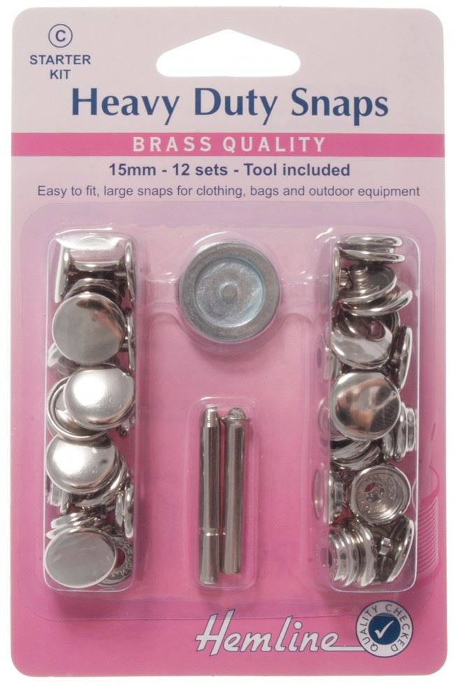 Hemline Nickel/Silver Heavy Duty Metal Snaps Kit