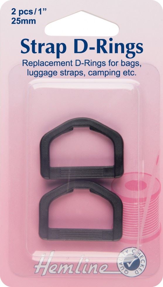 Hemline Black Bag Strap D Rings