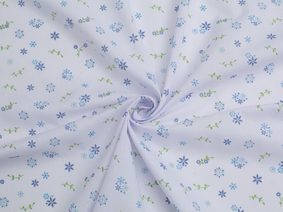 Blue Printed Polycotton Fabric
