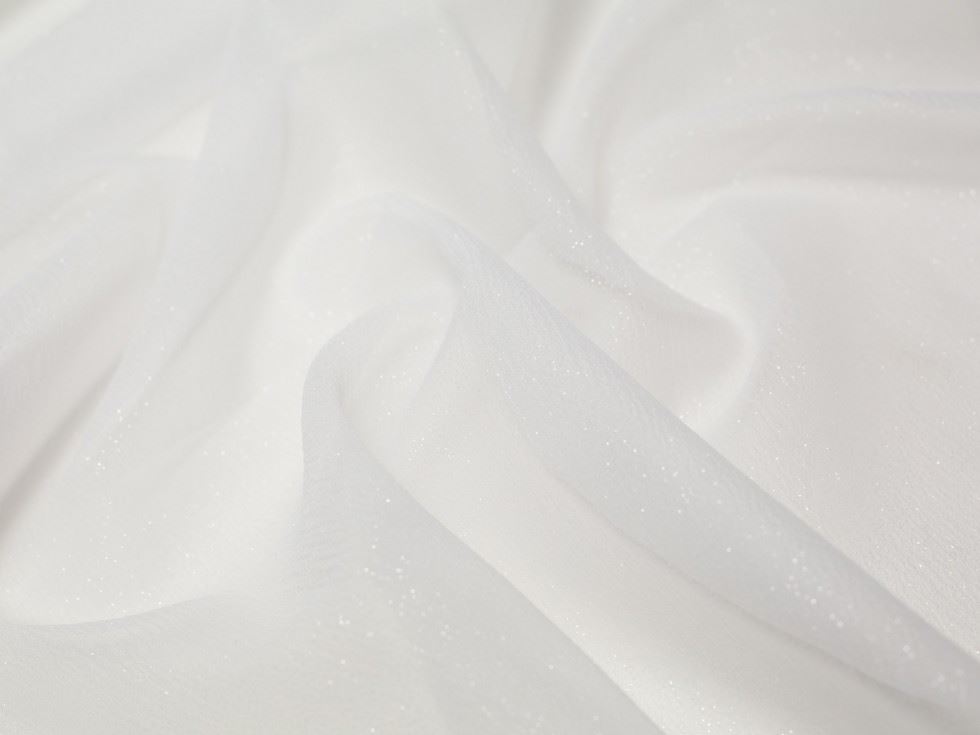 Minerva Core Range Blizzard Glitter Organza Fabric White
 