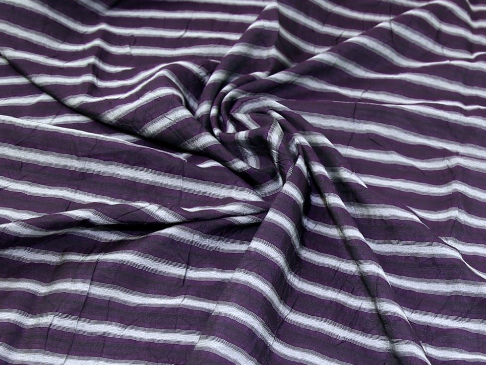 Plum Deadstock Crinkle Shirting Fabric