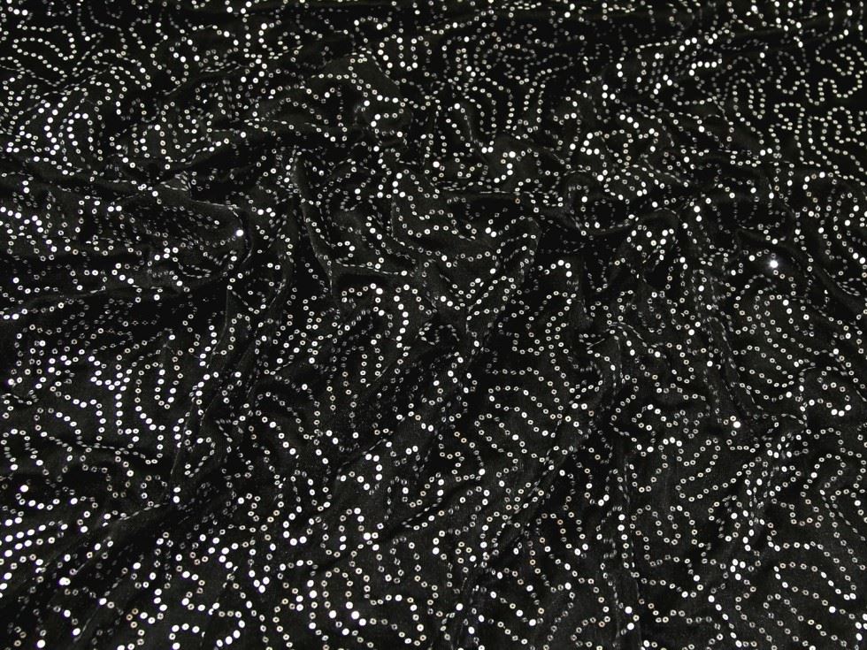 Silver Deadstock Sequin Stretch Knit Fabric