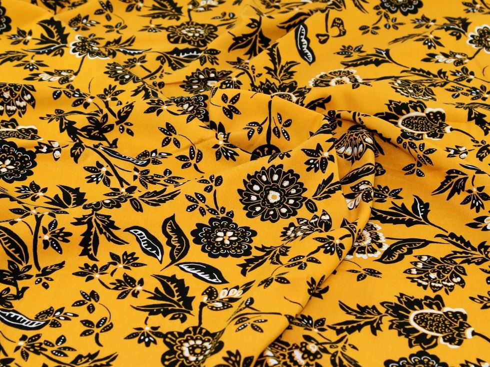 Ochre Deadstock Viscose Challis Fabric