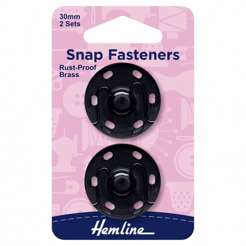 Hemline Black Sew On Metal Snap Fasteners