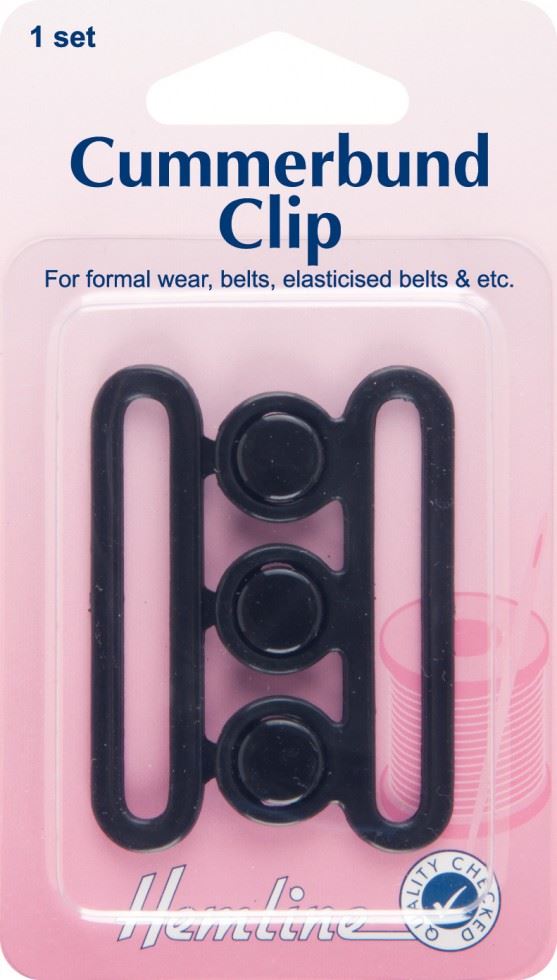 Hemline Black Cummerbund Clip Fastener