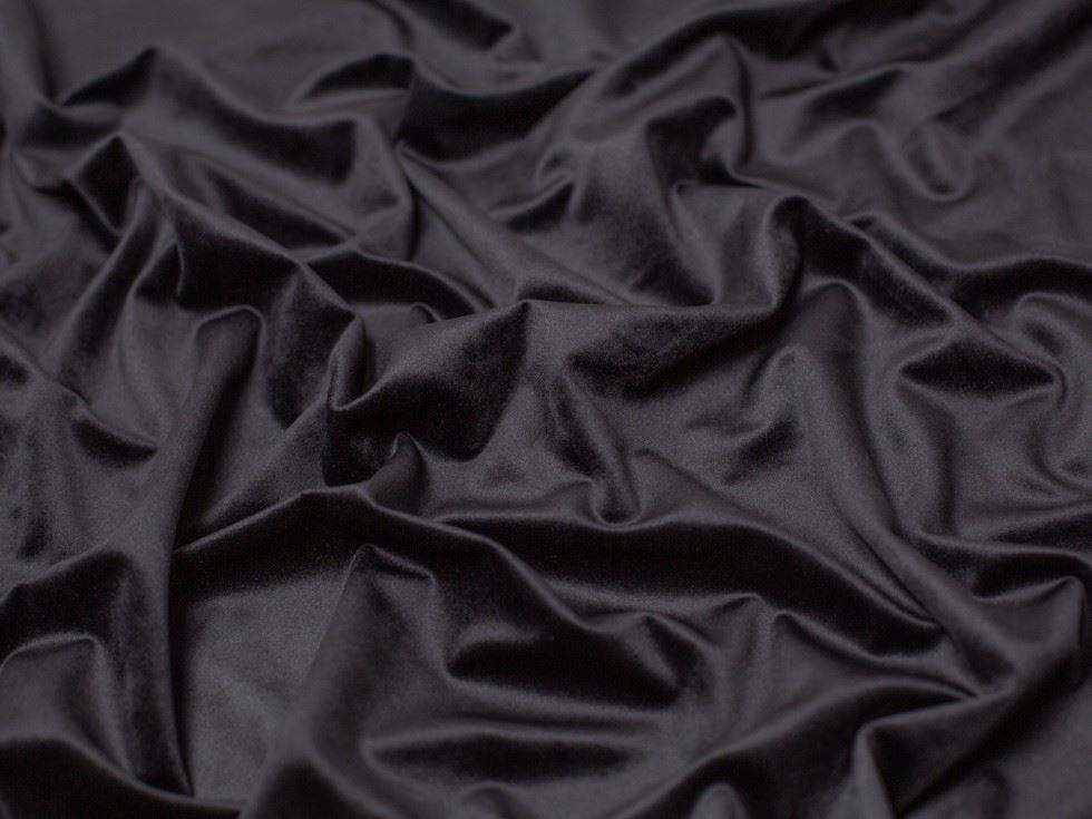 Minerva Core Range High Pile Velvet Fabric Black
 