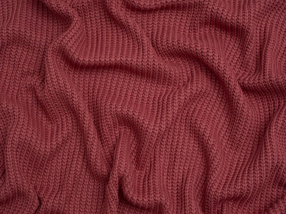Minerva Core Range Chunky Cotton Sweater Knit Stretch Fabric Deep Rose