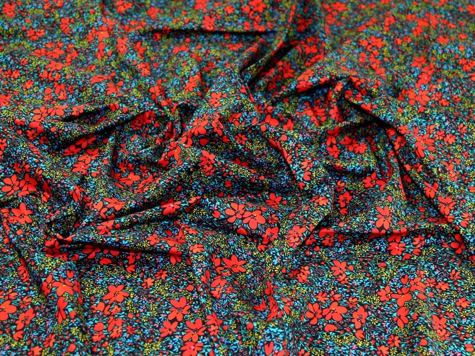 Cotton Lawn Fabric Red on Black
 