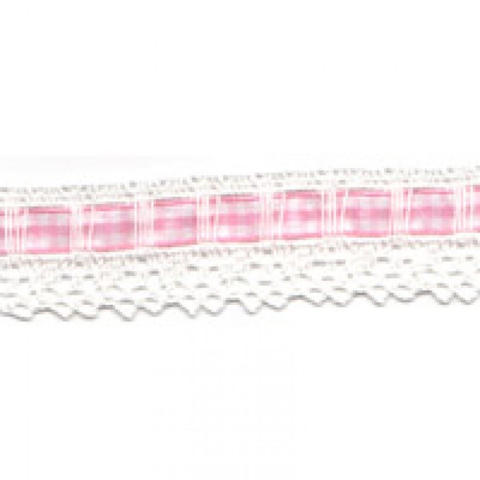 Essential Trimmings Light Pink Gingham Lace Trim