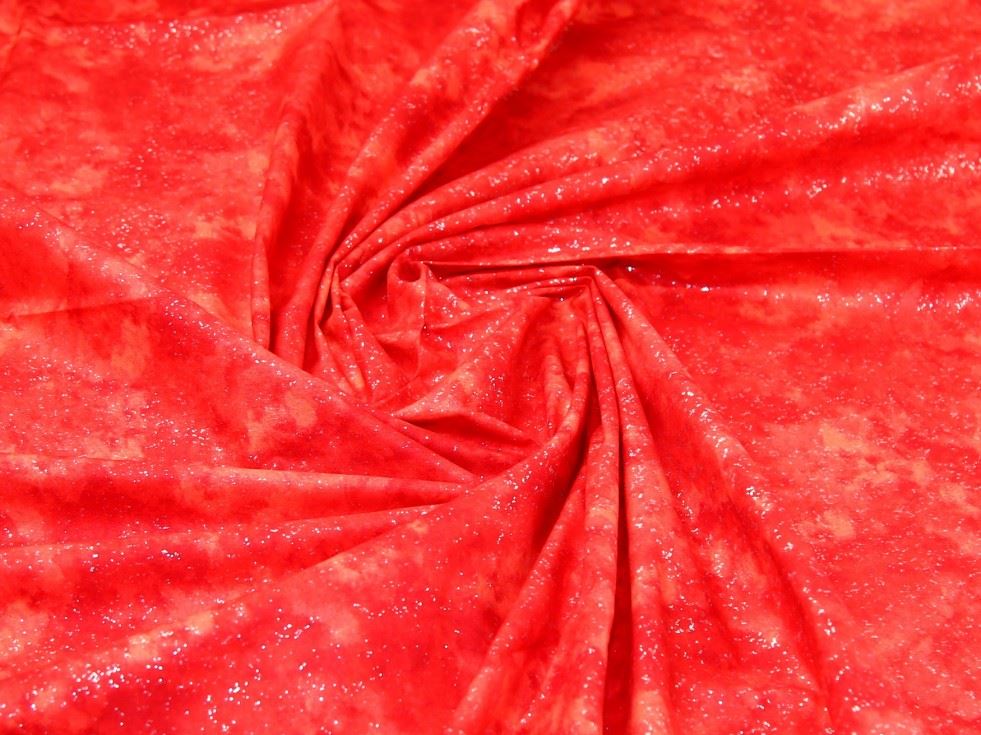 Red Deadstock Glitter 100% Cotton Fabric