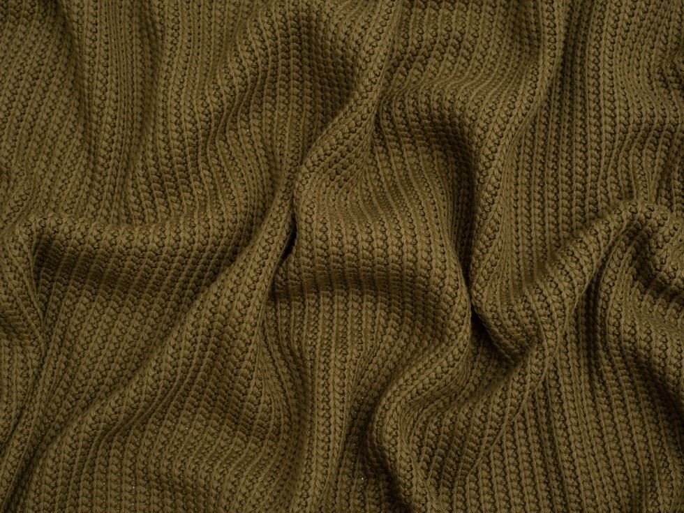 Minerva Core Range Chunky Cotton Sweater Knit Stretch Fabric Olive Green
 