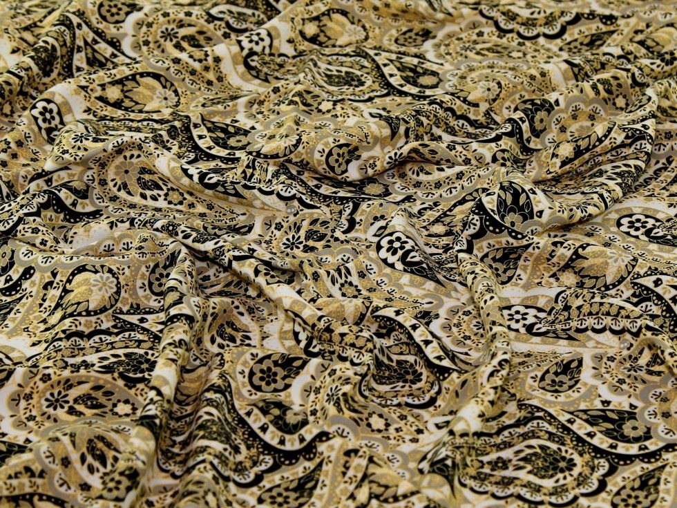 Gold Deadstock Viscose Challis Fabric