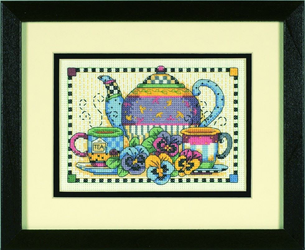 Dimensions Mini Counted Cross Stitch Kit Teatime Pansies