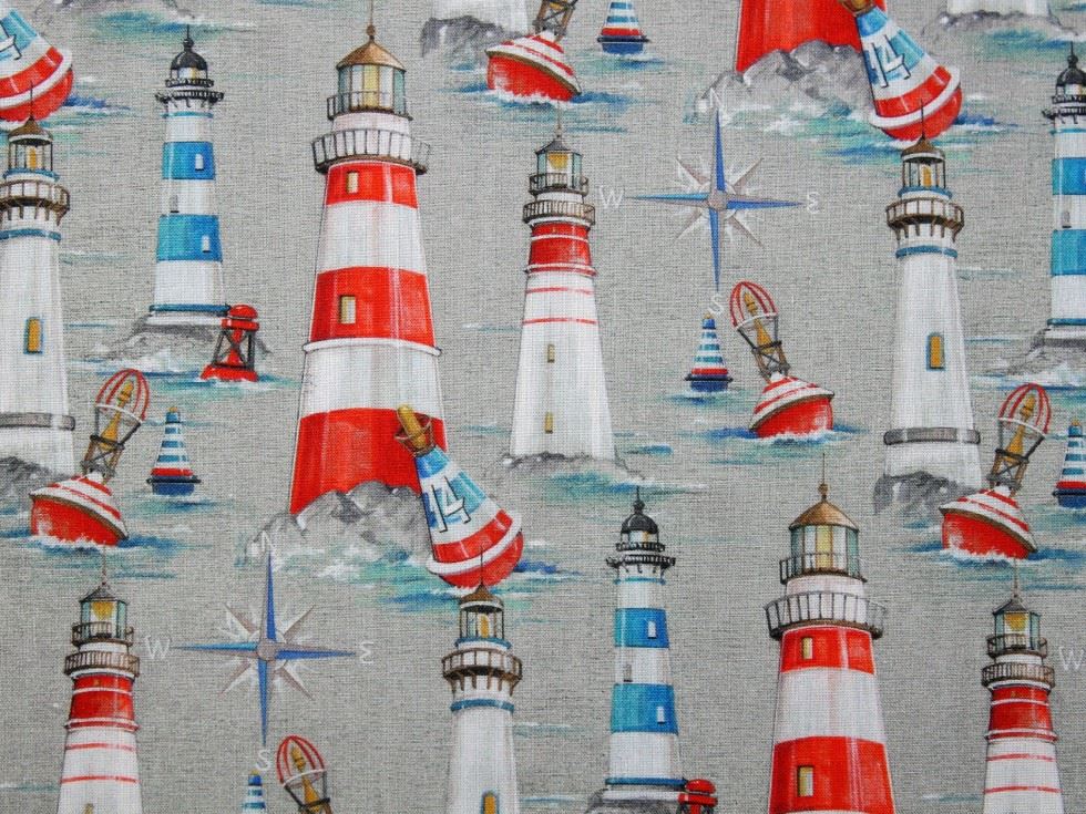 Stof France 100% Cotton Fabric Grey & Red