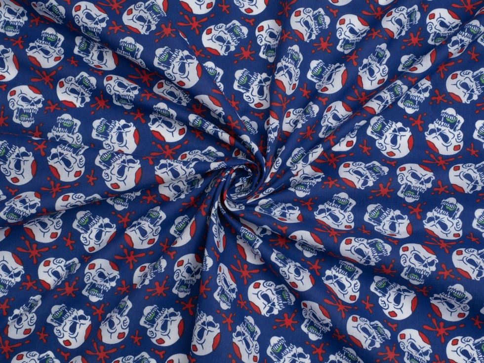 Blue Printed Polycotton Fabric