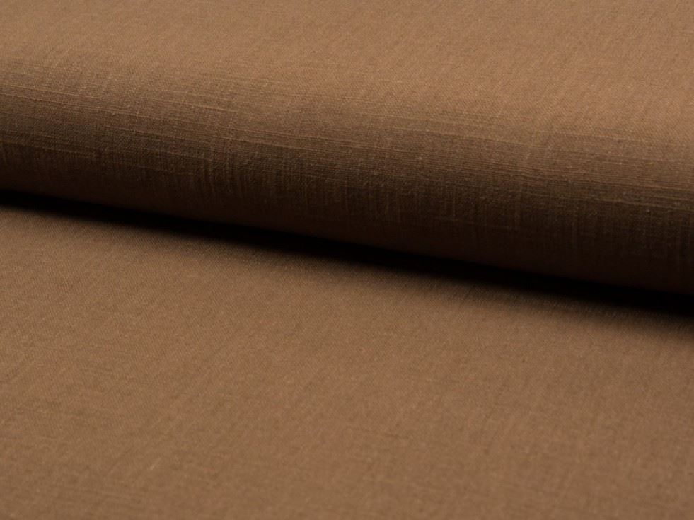 Deadstock Washed Slub Linen Viscose Fabric Chocolate Brown
 