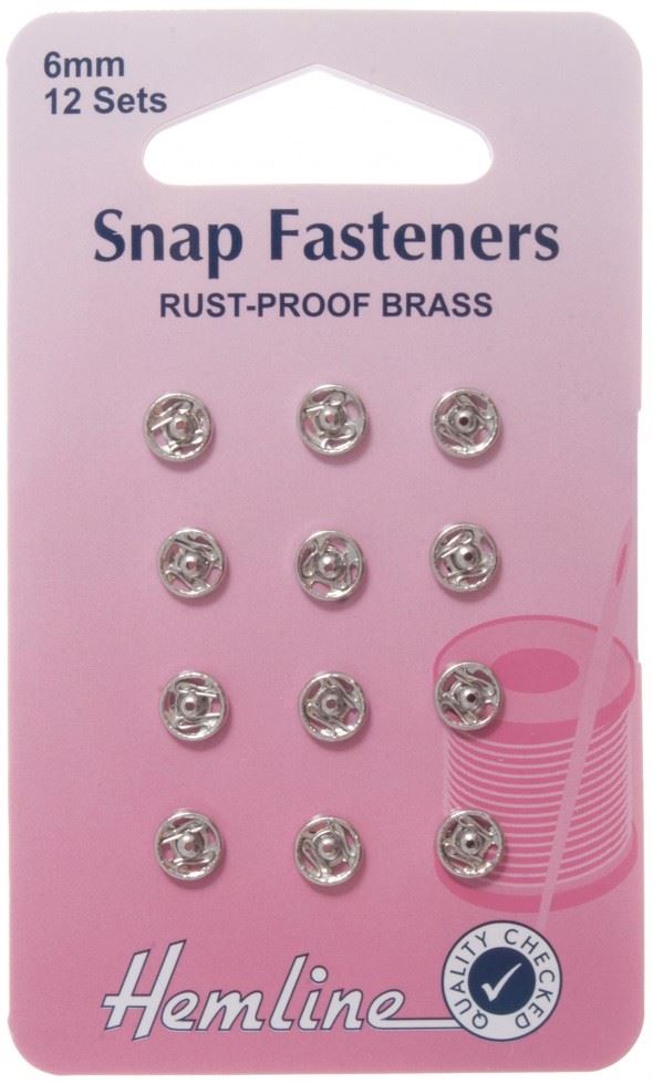 Hemline Silver Sew On Metal Snap Fasteners