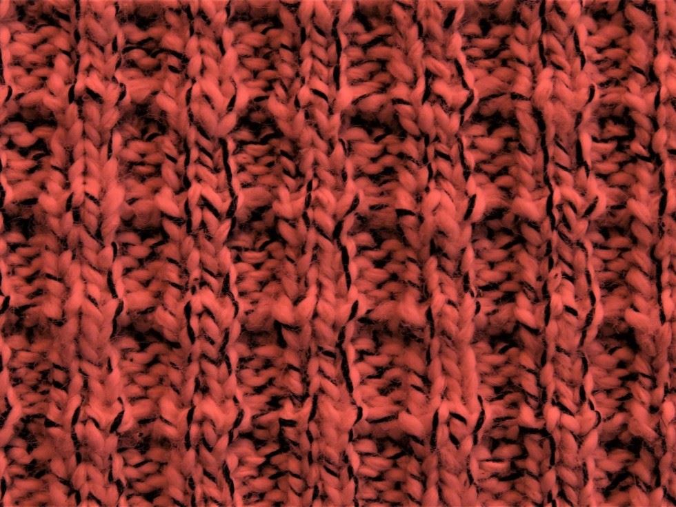 Waffle Tweed Cotton Sweater Knit Stretch Fabric Cherry