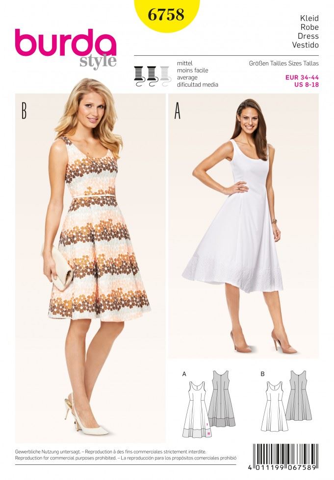 Burda Paper Sewing Pattern 6758
 
