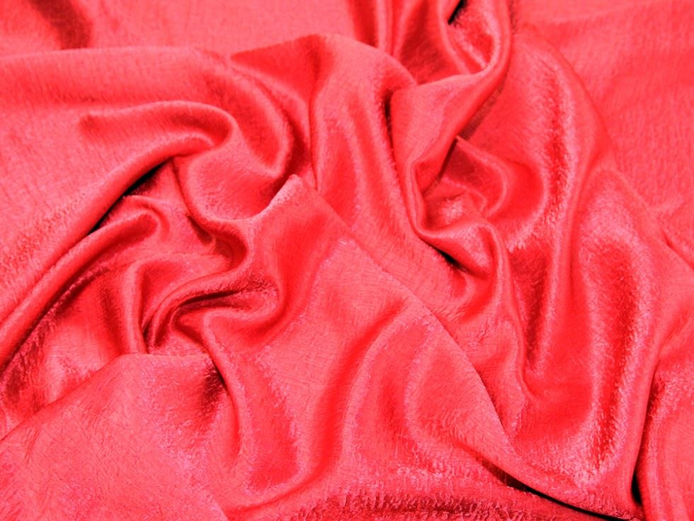 Red Deadstock Soire Crinkle Satin Fabric
