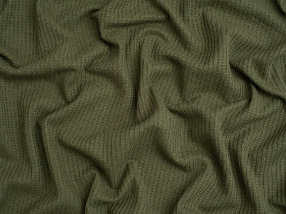 Minerva Core Range Waffle Textured Stretch Knit Fabric Bottle Green