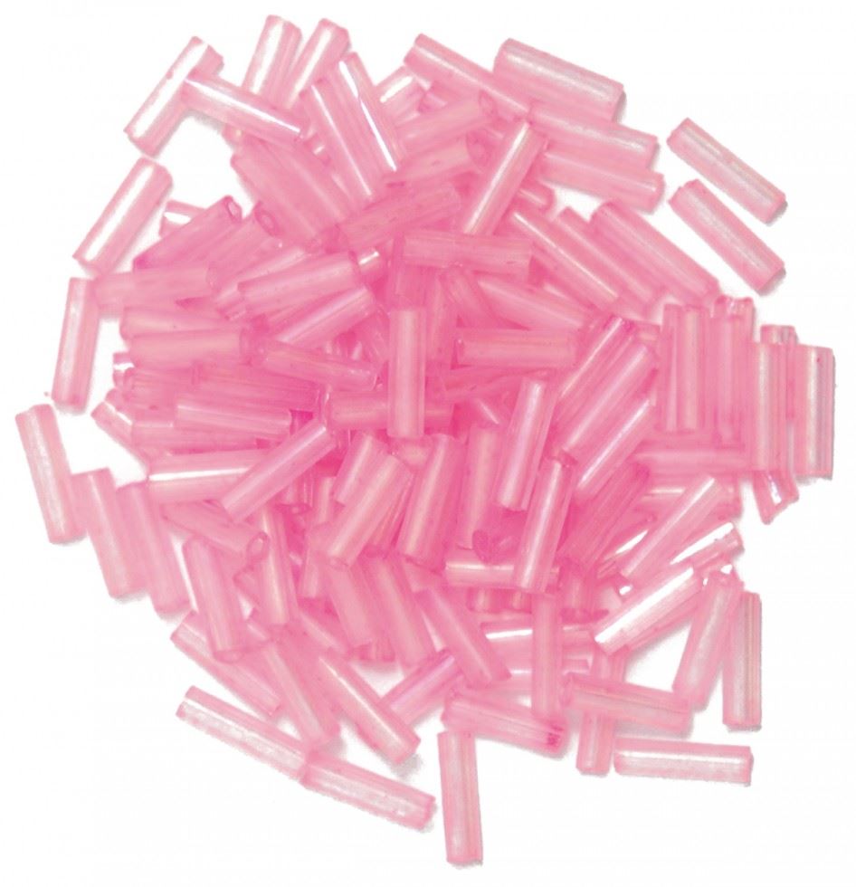 Craft Factory Fuchsia Glass Bugle Beads