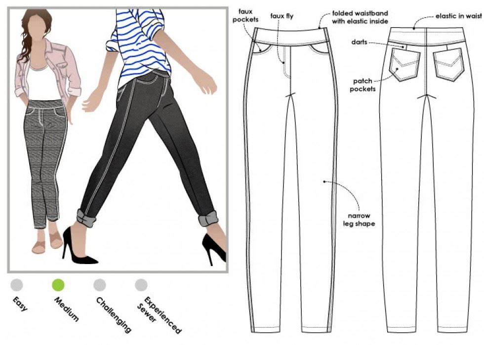 Style Arc Paper Sewing Pattern Georgie Stretch Woven Jeans