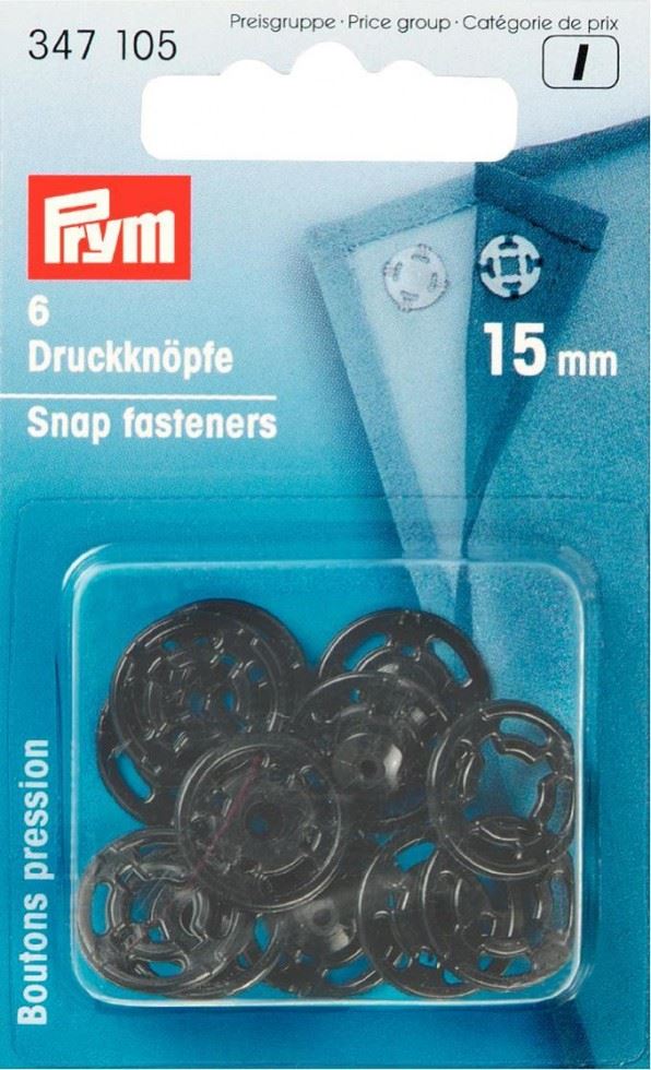 Prym Black Sew On Plastic Snap Fasteners