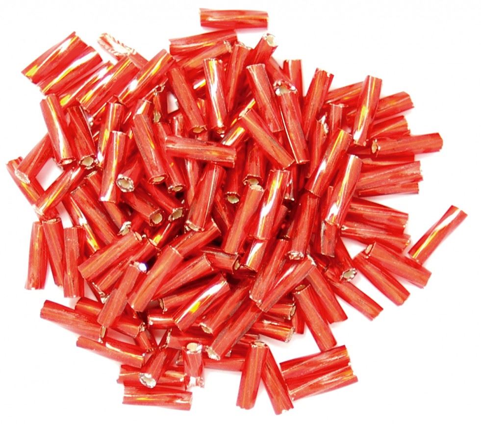 Craft Factory Red Twisted Glass Bugle Beads