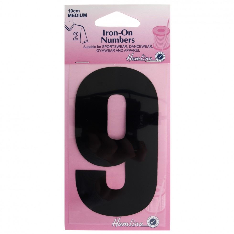Hemline Black Number 9 Number Patch Motif
