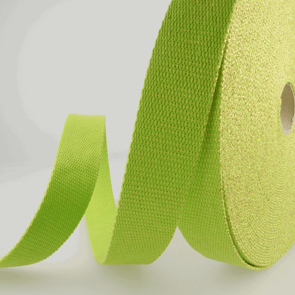 Stephanoise Metallic Sparkle Webbing Tape Lime
 