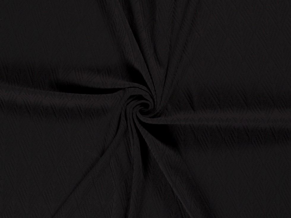 Cotton Jacquard Textured Stretch Knit Fabric Black
 