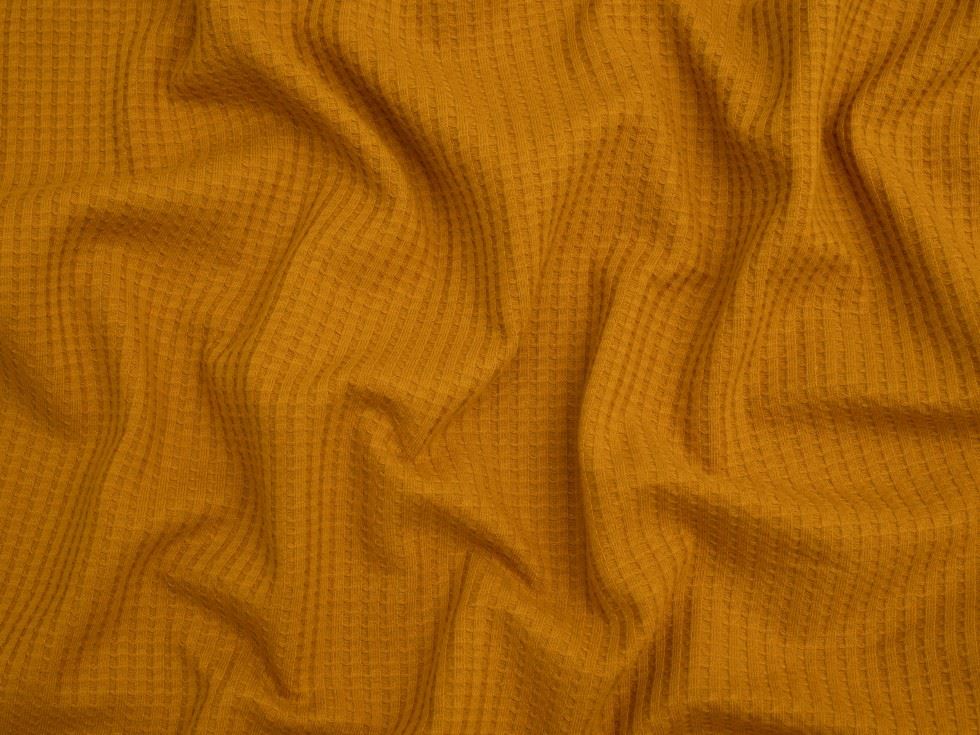 Minerva Core Range Ochre Waffle Textured Stretch Knit Fabric