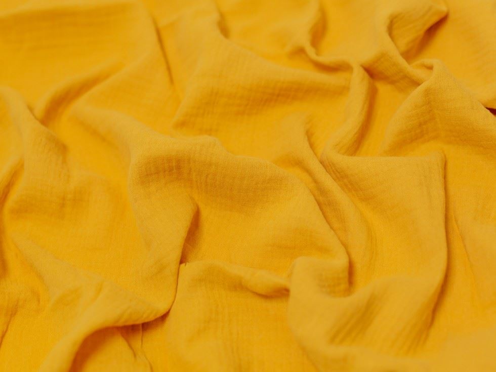 Minerva Core Range Ochre Cotton Double Gauze Fabric