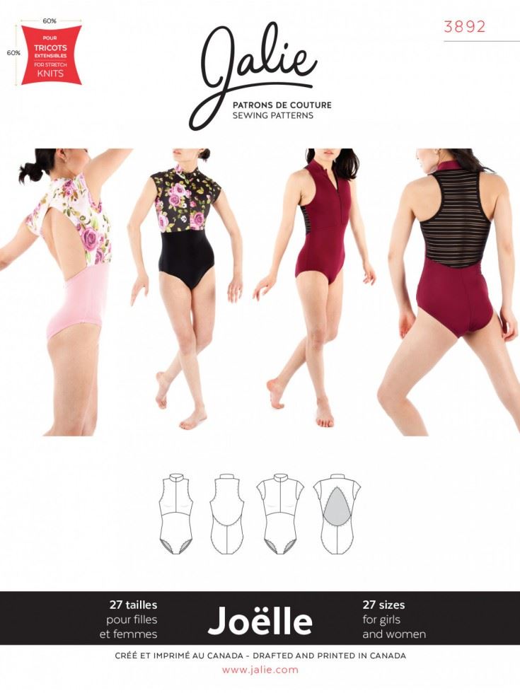 Jalie Sewing Pattern 3892 Joelle Half Zip Leotards